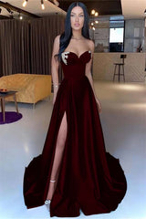 Sweetheart Strapless Mermaid Long Prom Dress with Split and Beading