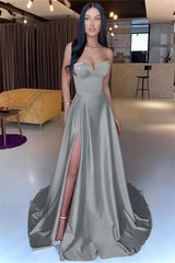 Sweetheart Strapless Mermaid Long Prom Dress with Split and Beading