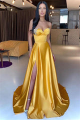 Sweetheart Strapless Mermaid Long Prom Dress with Split and Beading