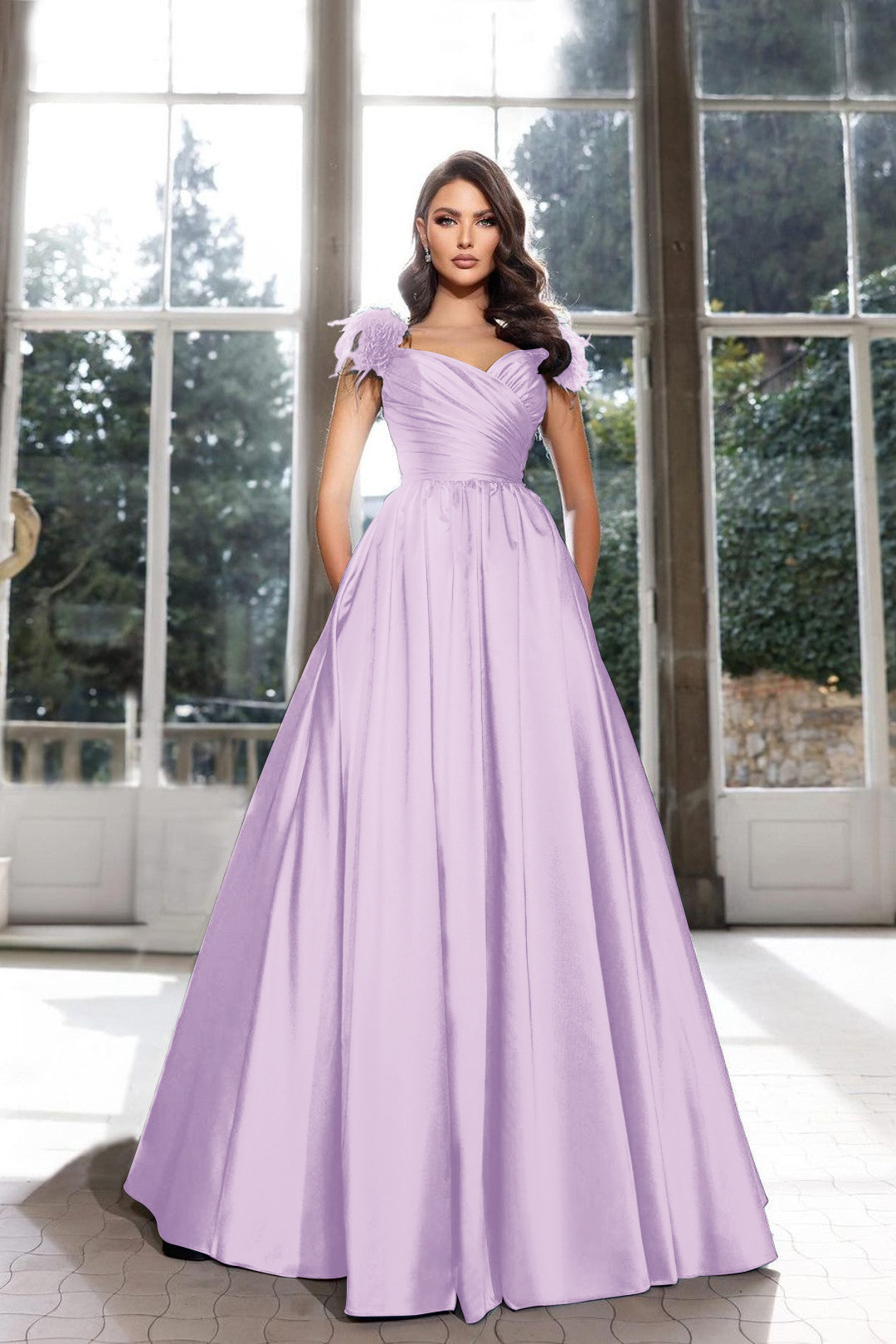 Tassel A-Line Long Prom Dress with Pleated Straps