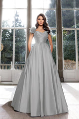 Tassel A-Line Long Prom Dress with Pleated Straps