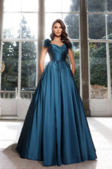 Tassel A-Line Long Prom Dress with Pleated Straps