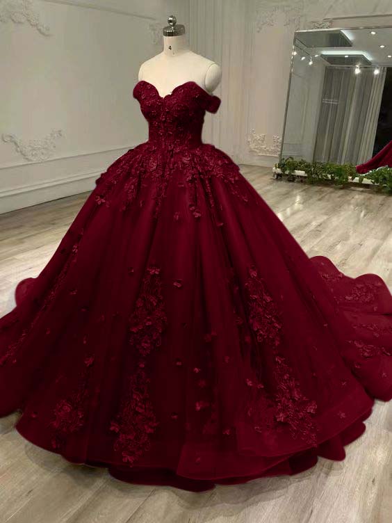 Tulle Off the Shoulder Long Prom Dress with Appliques