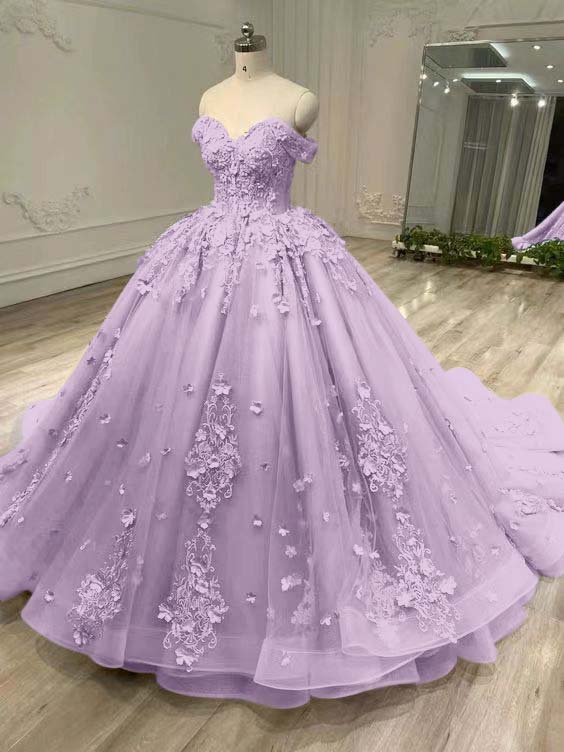 Tulle Off the Shoulder Long Prom Dress with Appliques