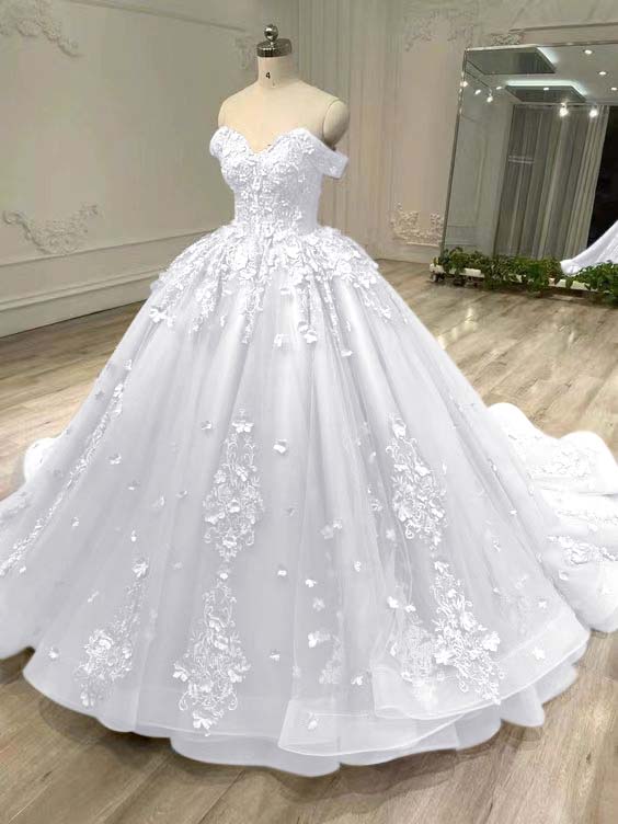 Tulle Off the Shoulder Long Prom Dress with Appliques
