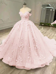 Tulle Off the Shoulder Long Prom Dress with Appliques