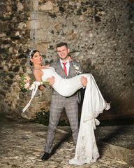 V-neck Spaghetti Straps Backless Mermaid Wedding Dress With Lace Appliques