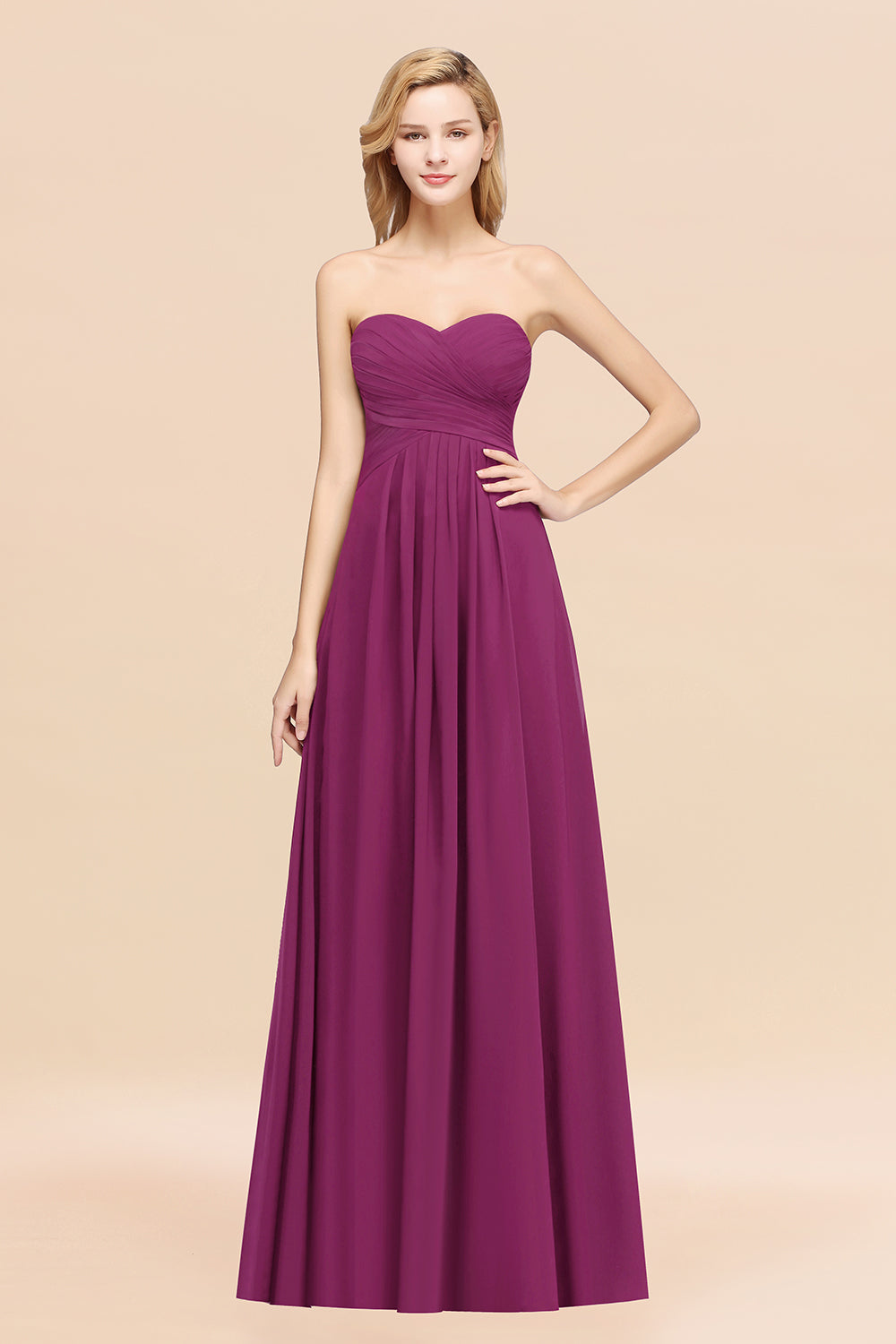 Vintage Sweetheart Long Grape Affordable Bridesmaid Dresses Online-Babyonlines