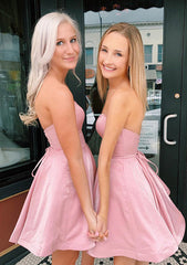 A-line Sweetheart Satin Homecoming Dress With Ruffles - Babyonlines