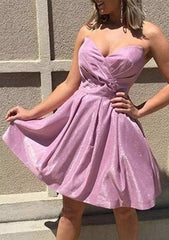 A-Line Sweetheart Sleeveless Metallic Yarn Homecoming Dress - Babyonlines