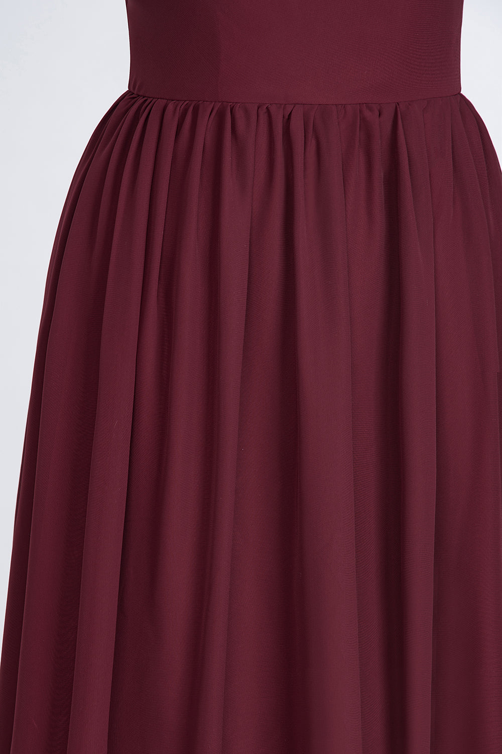 Affordable Chiffon One-Shoulder Ruffle Bridesmaid Dress with Beadings-Babyonlines
