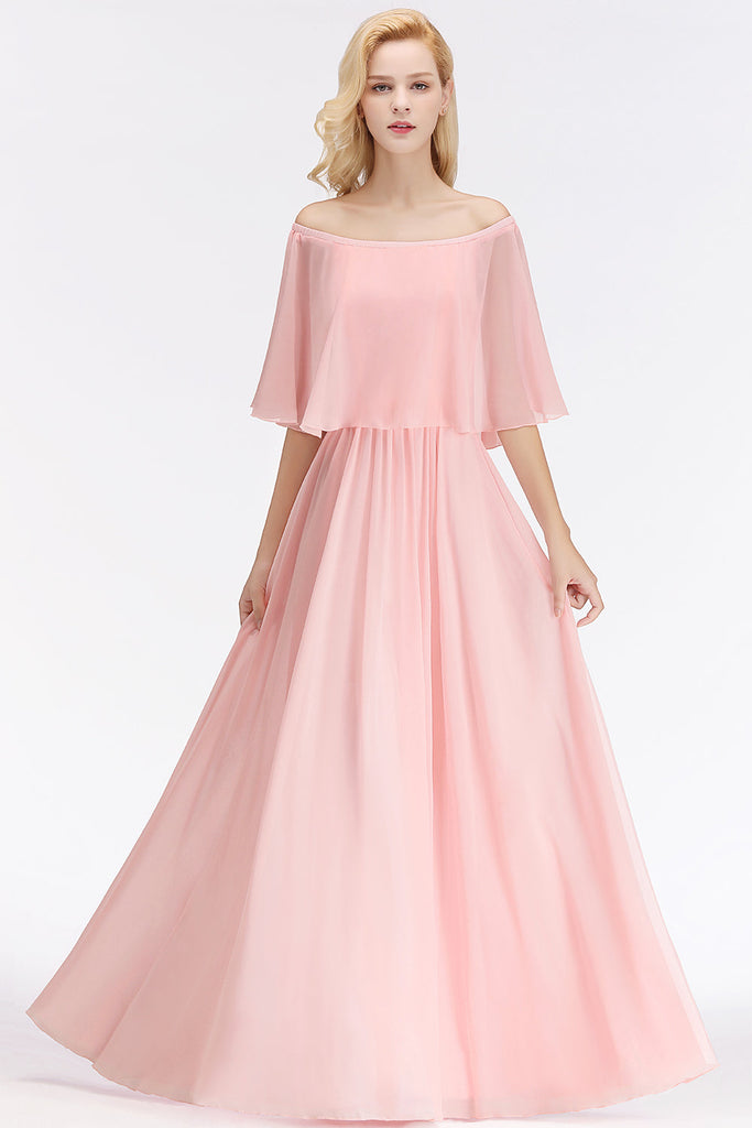 flounced crinkle chiffon sheath bridesmaid dress Elegant Cold-shoulder Flounced Crinkle Backless Bridesmaid dresses Aff misshow.com