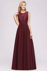 Affordable Sleeveless Lace Pink Bridesmaid Dress With Hollowout Back-Babyonlines
