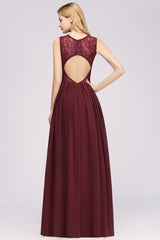 Affordable Sleeveless Lace Pink Bridesmaid Dress With Hollowout Back-Babyonlines