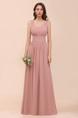 Affordable Sleeveless Ruffle Vintage Mauve Bridesmaid Dress-Babyonlines