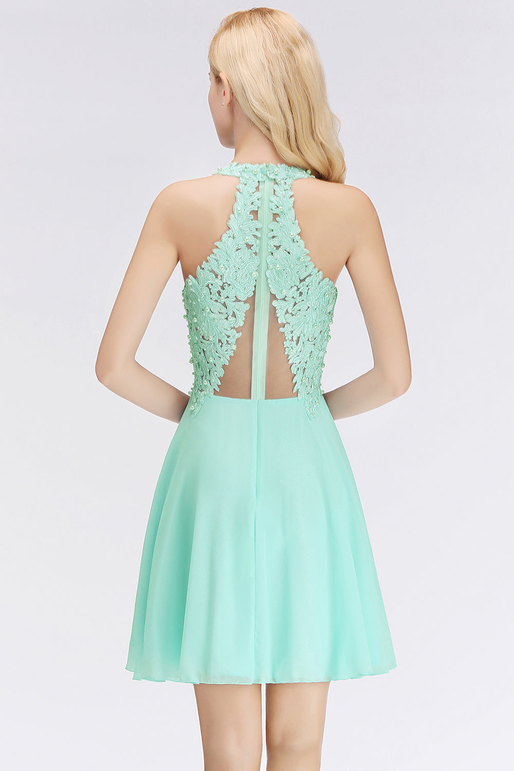 Affordable V-Neck Short Lace Birdesmaid Dresses Online-Babyonlines