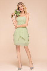Chic Chiffon Sweetheart Short Bridesmaid Dresses with Ruffle-Babyonlines