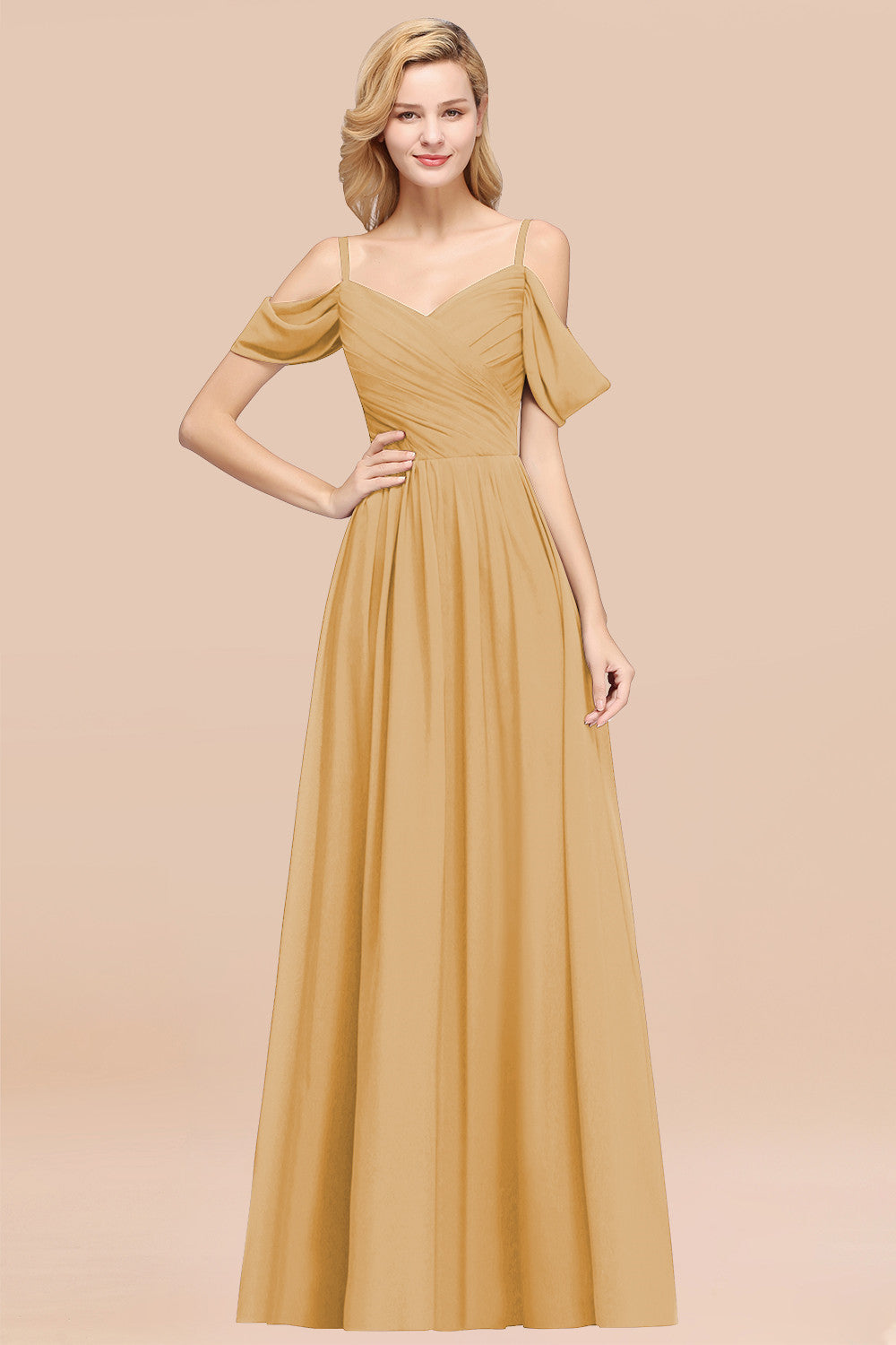 Chic Off-the-shoulder Burgundy Bridesmaid Dress with Spaghetti Straps-Babyonlines