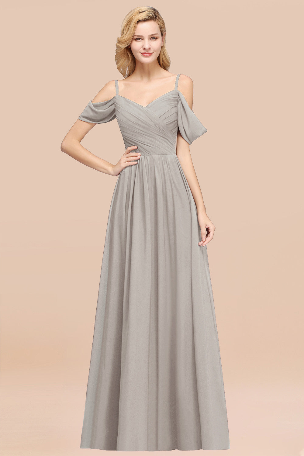 Chic Off-the-shoulder Burgundy Bridesmaid Dress with Spaghetti Straps-Babyonlines