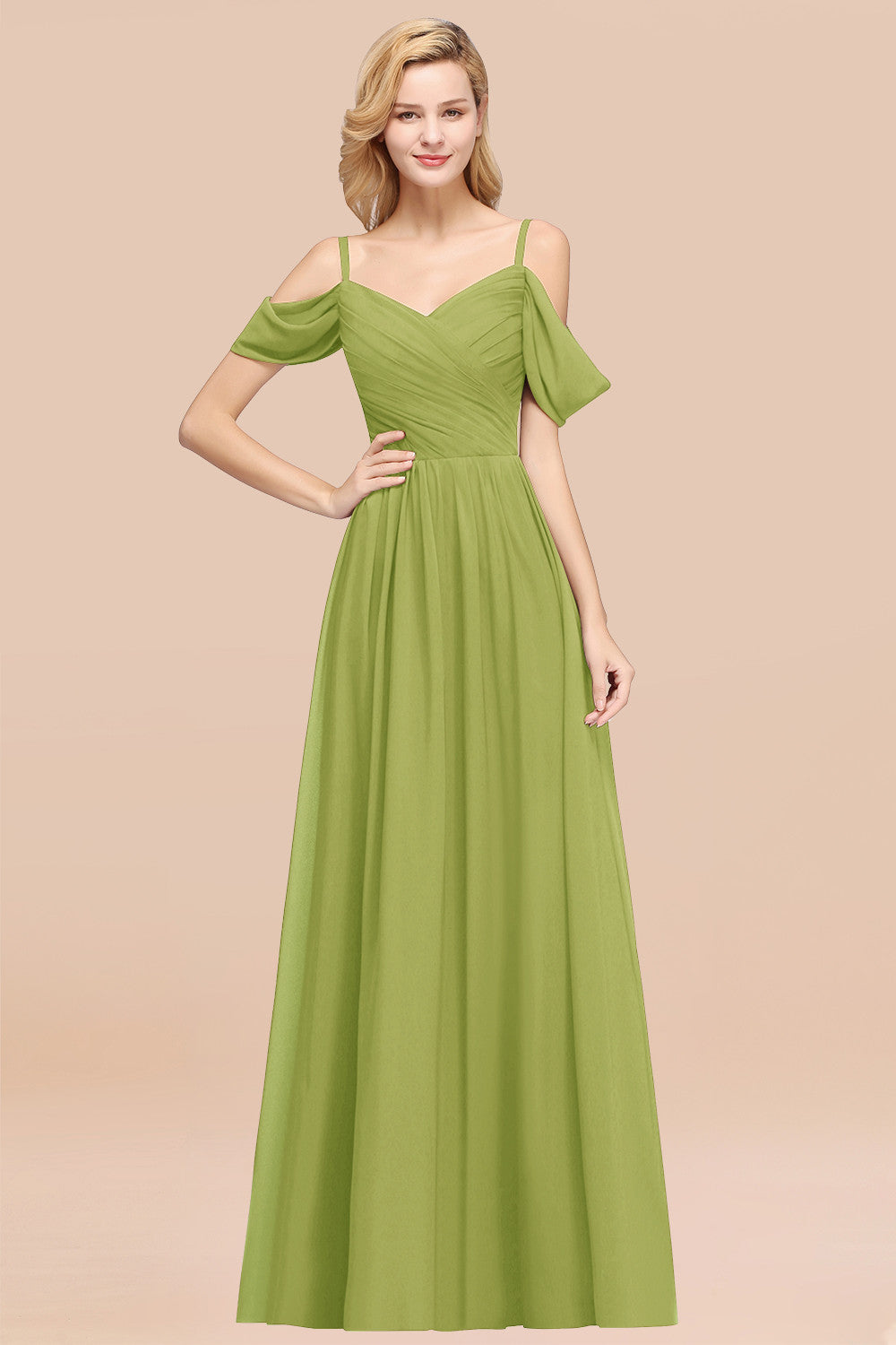 Chic Off-the-shoulder Burgundy Bridesmaid Dress with Spaghetti Straps-Babyonlines