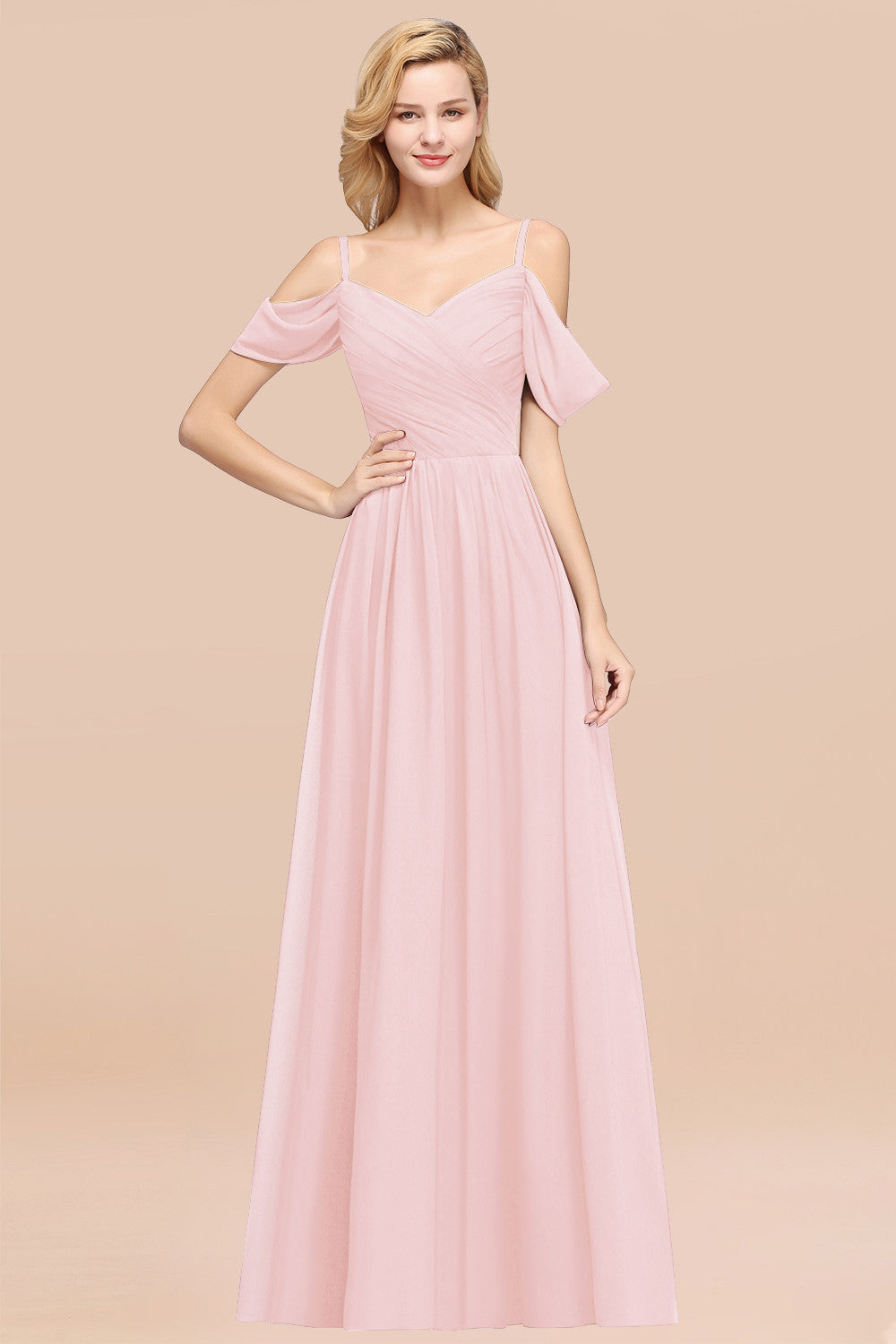 Chic Off-the-shoulder Burgundy Bridesmaid Dress with Spaghetti Straps-Babyonlines