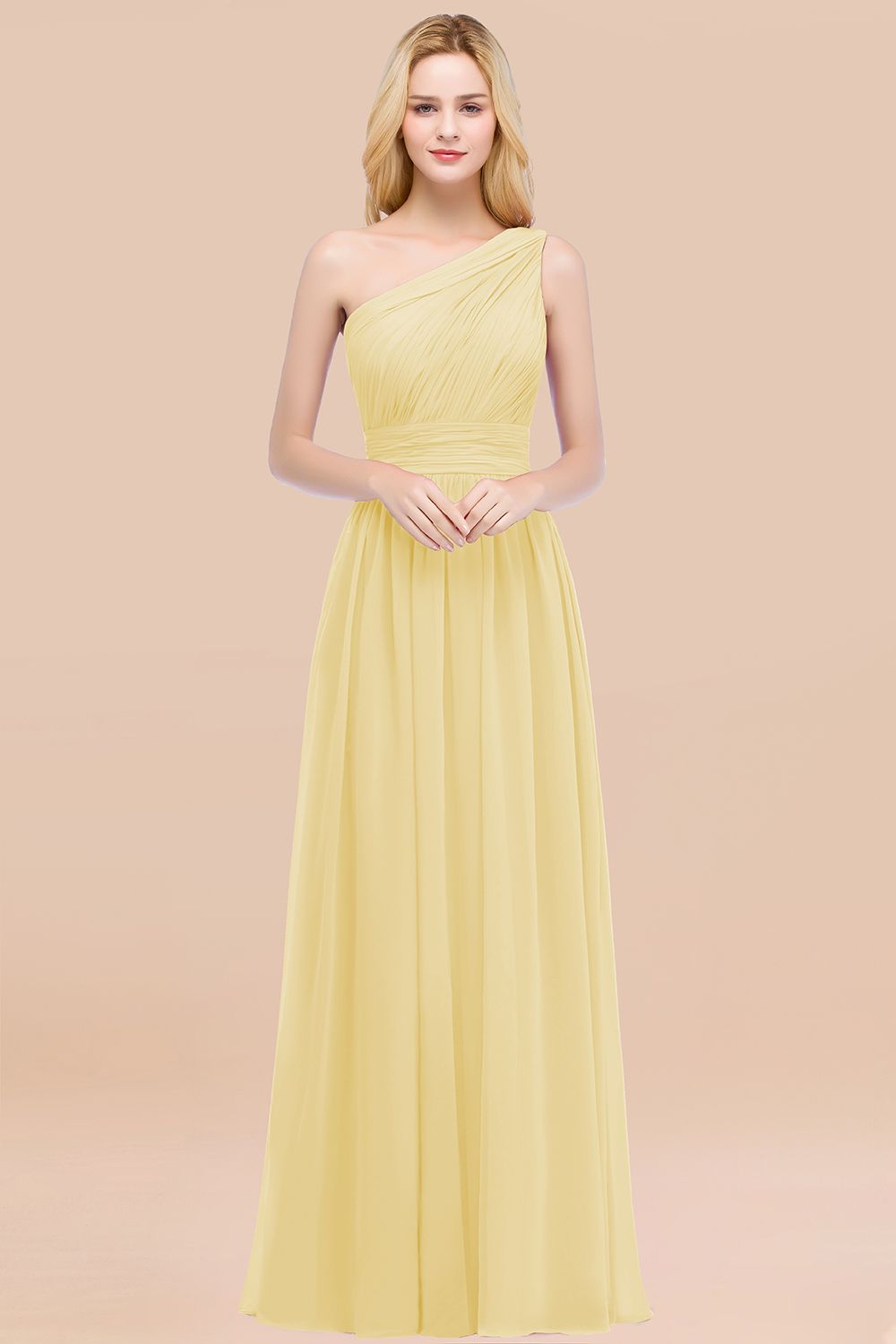 Chic One-shoulder Sleeveless Burgundy Chiffon Bridesmaid Dresses Online-Babyonlines