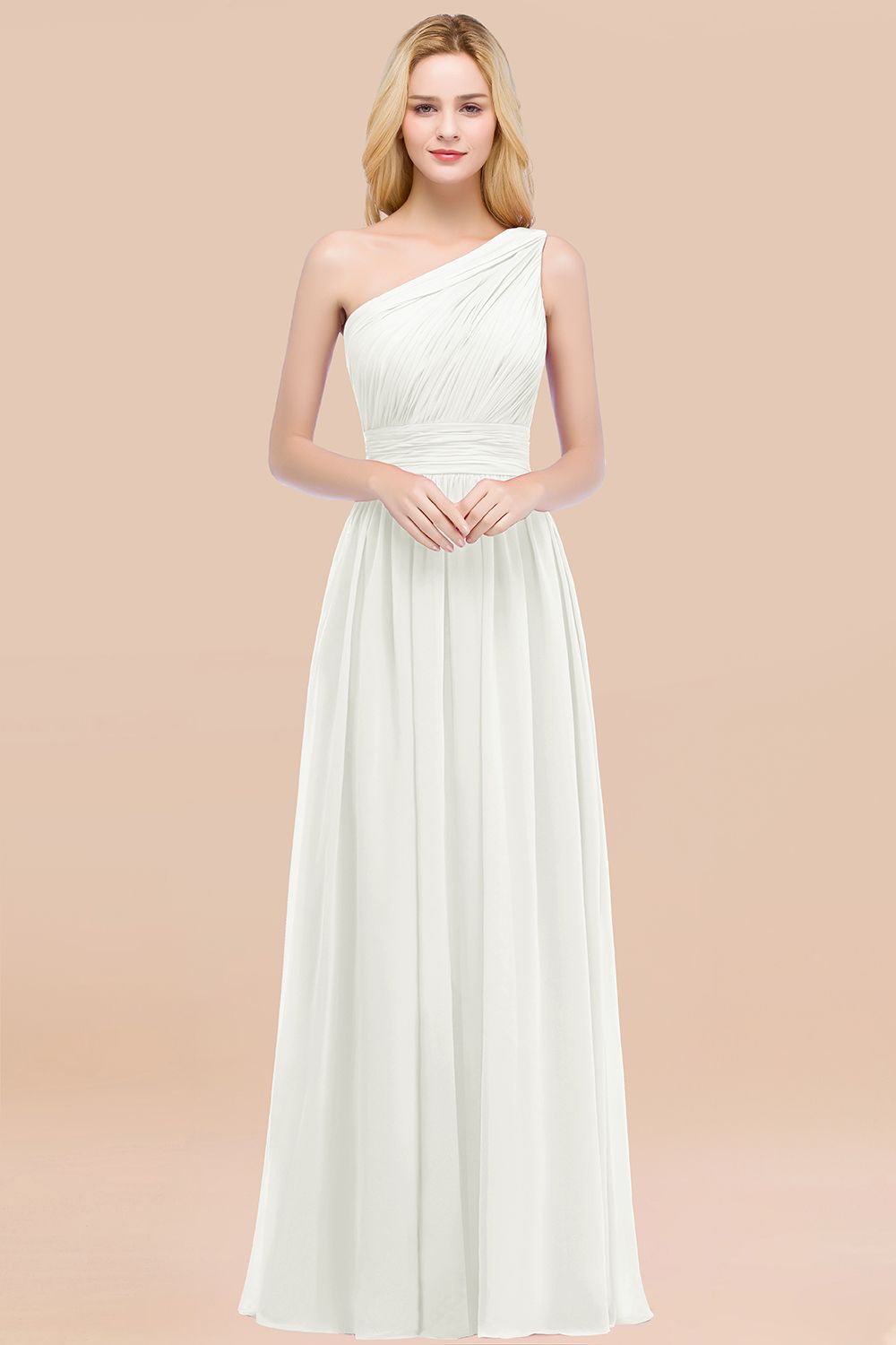 Chic One-shoulder Sleeveless Burgundy Chiffon Bridesmaid Dresses Online-Babyonlines