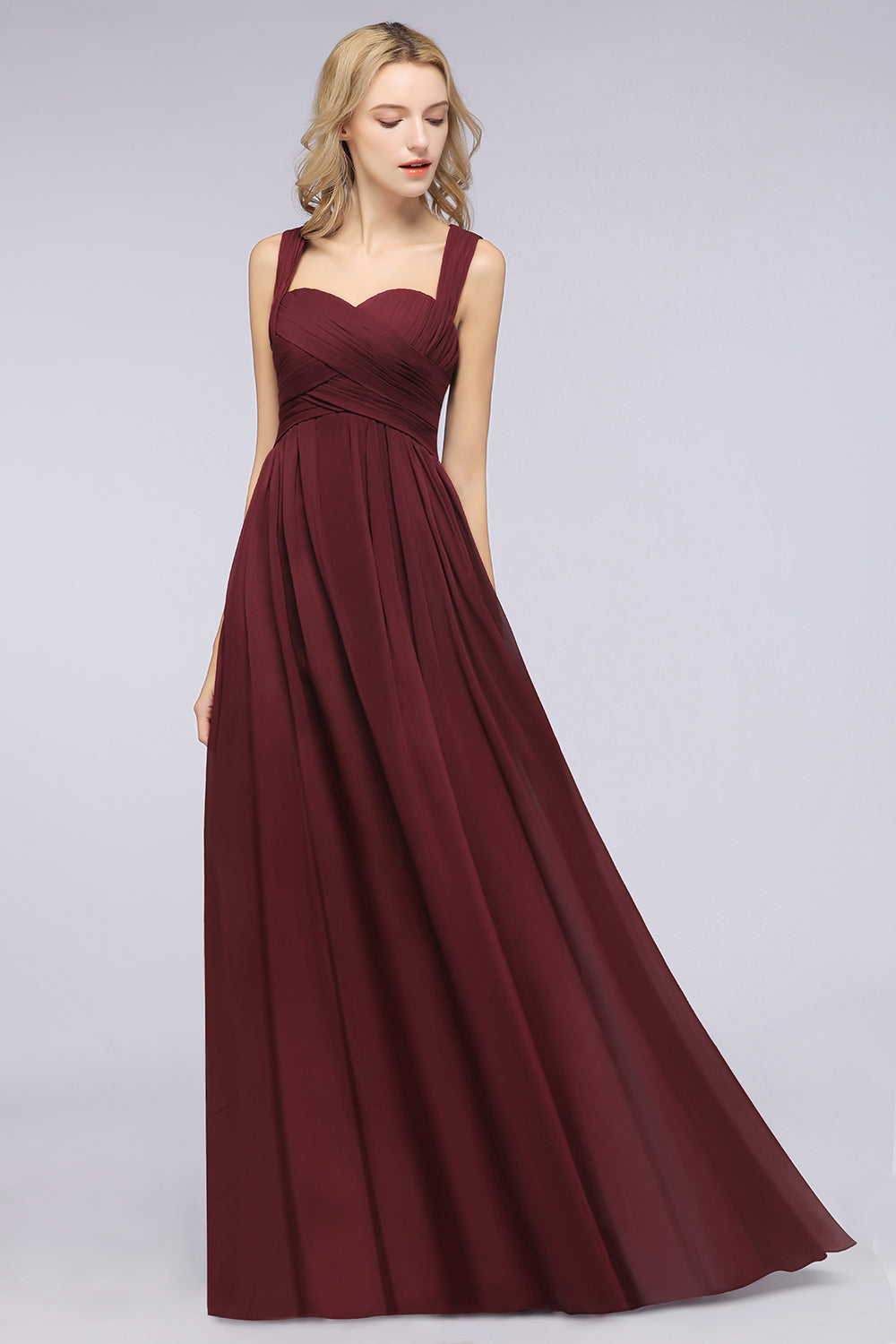Chic Tiered Sweetheart Cap-Sleeves Bungurdy Bridesmaid Dresses-Babyonlines