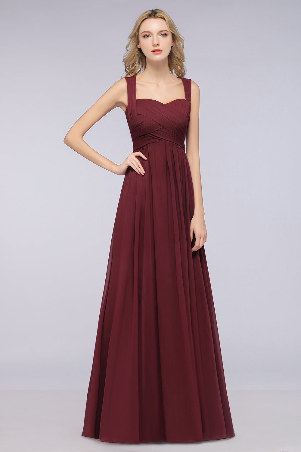 Chic Tiered Sweetheart Cap-Sleeves Bungurdy Bridesmaid Dresses-Babyonlines