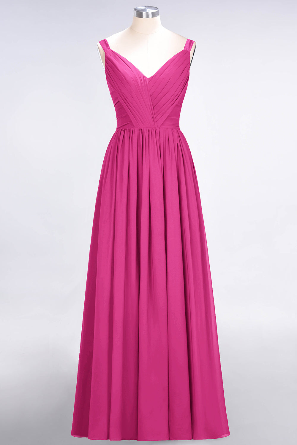 Chic V-Neck Straps Ruffle Burgundy Bridesmaid Dresses with Bow Sash-Babyonlines