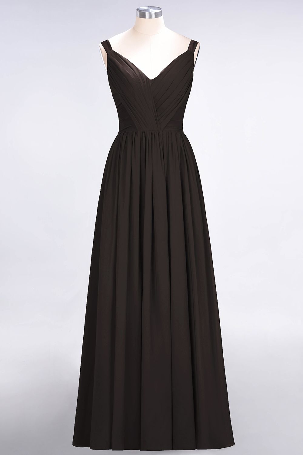 Chic V-Neck Straps Ruffle Burgundy Bridesmaid Dresses with Bow Sash-Babyonlines