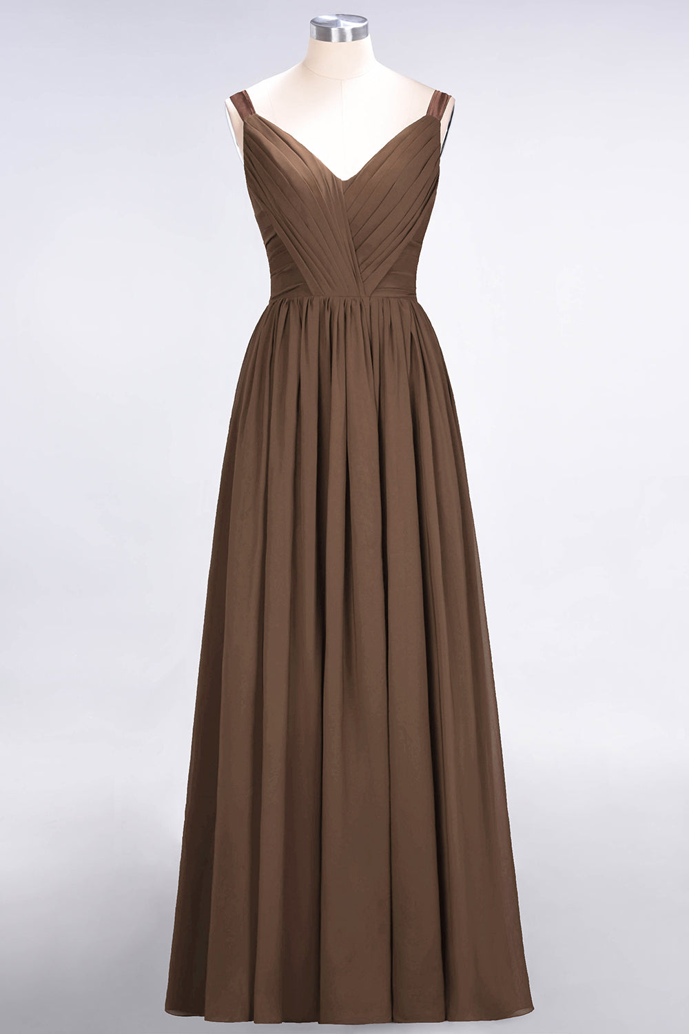Chic V-Neck Straps Ruffle Burgundy Bridesmaid Dresses with Bow Sash-Babyonlines