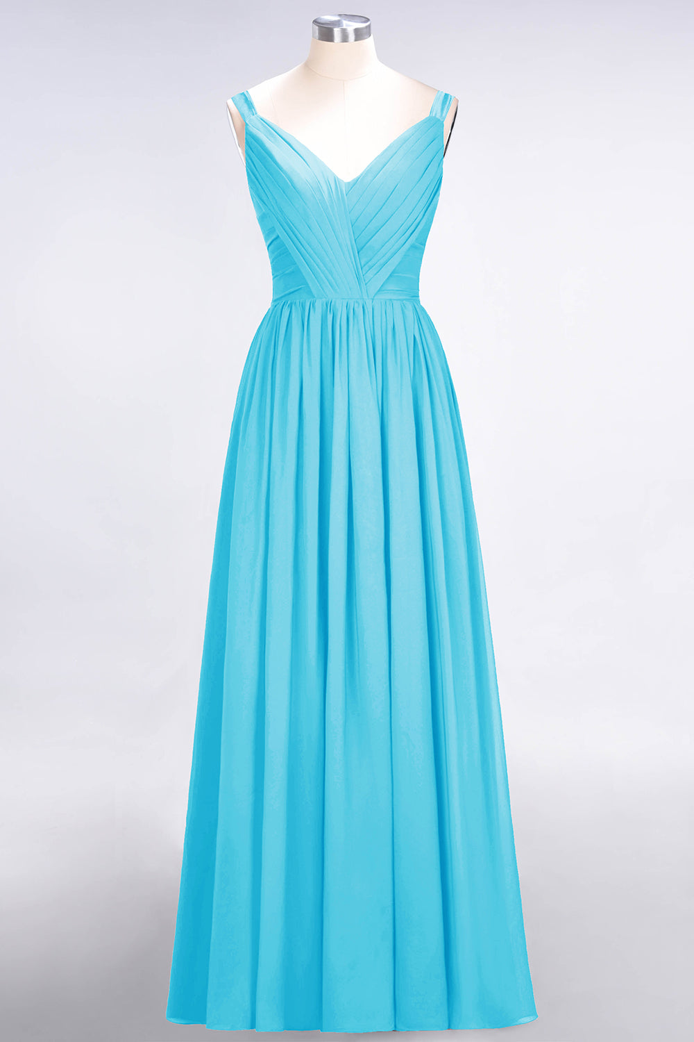 Chic V-Neck Straps Ruffle Burgundy Bridesmaid Dresses with Bow Sash-Babyonlines