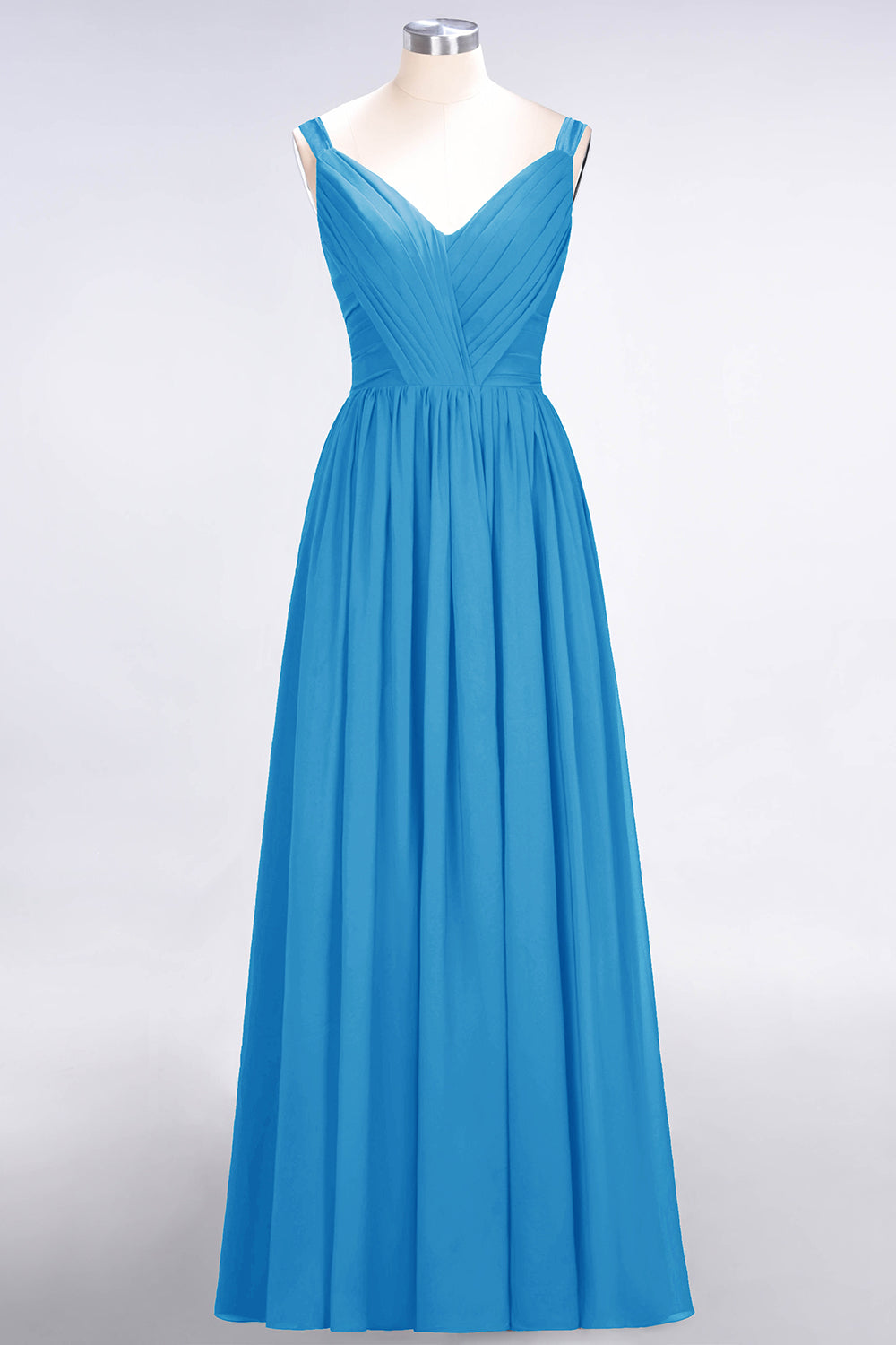 Chic V-Neck Straps Ruffle Burgundy Bridesmaid Dresses with Bow Sash-Babyonlines