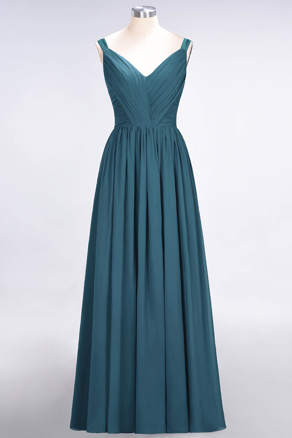 Chic V-Neck Straps Ruffle Burgundy Bridesmaid Dresses with Bow Sash-Babyonlines