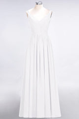 Chic V-Neck Straps Ruffle Burgundy Bridesmaid Dresses with Bow Sash-Babyonlines