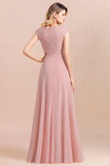 Elegant A-Line Sleeveless Dusty Rose Lace Bridesmaid Dress Online-Babyonlines