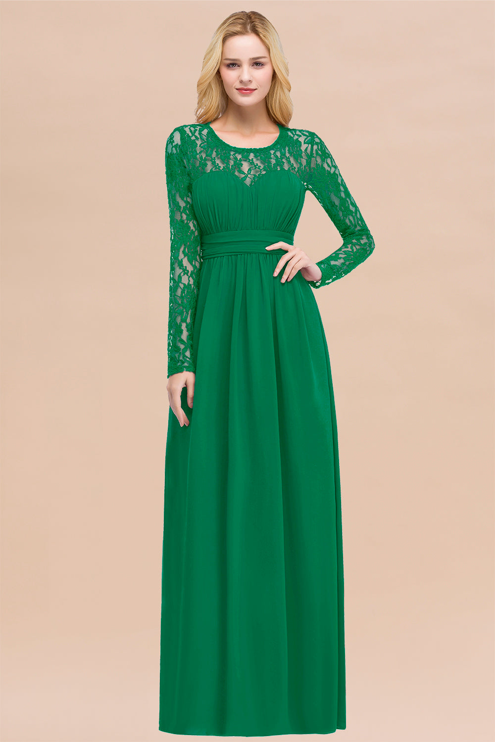 Elegant Lace Burgundy Bridesmaid Dresses Online with Long Sleeves-Babyonlines