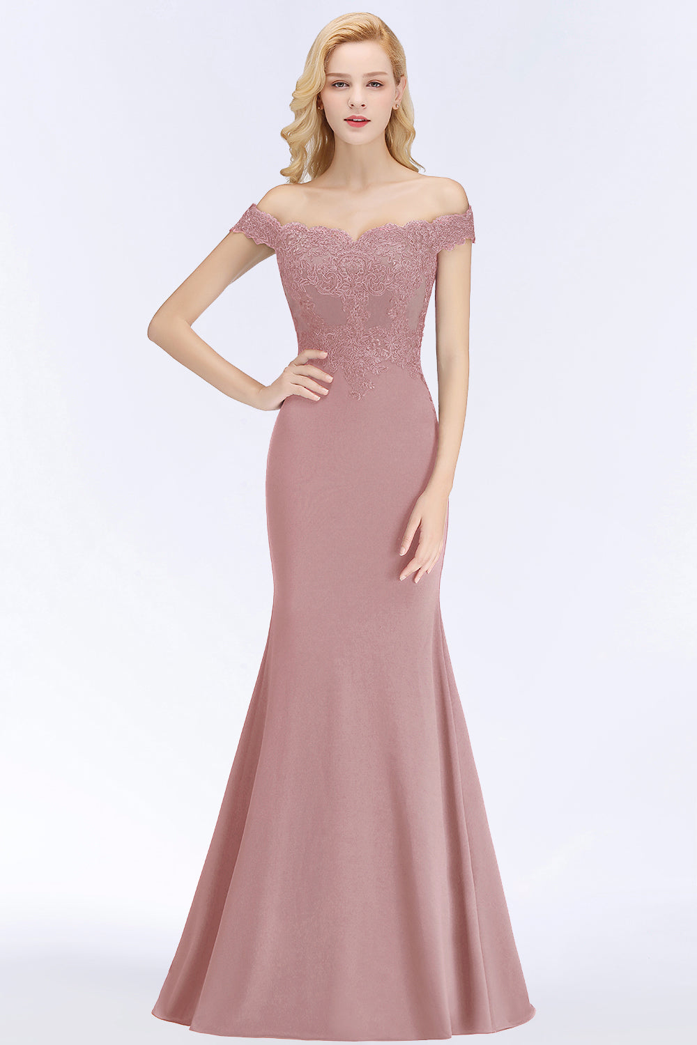 Elegant Mermaid Off-the-Shoulder Burgundy Bridesmaid Dresses with Lace-Babyonlines