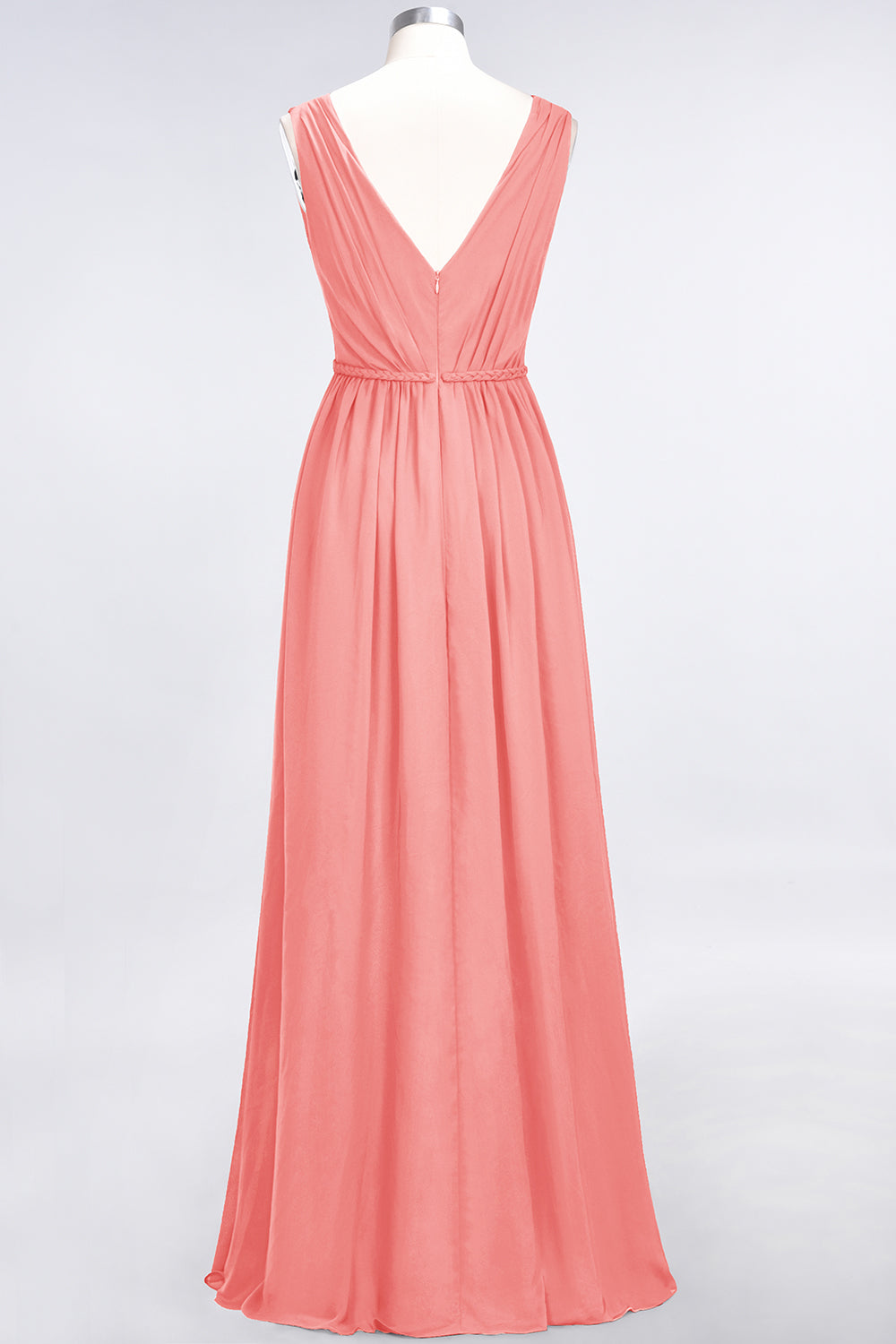 Glamorous TulleV-Neck Ruffle Burgundy Bridesmaid Dress Online-Babyonlines