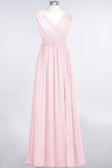Glamorous TulleV-Neck Ruffle Burgundy Bridesmaid Dress Online-Babyonlines