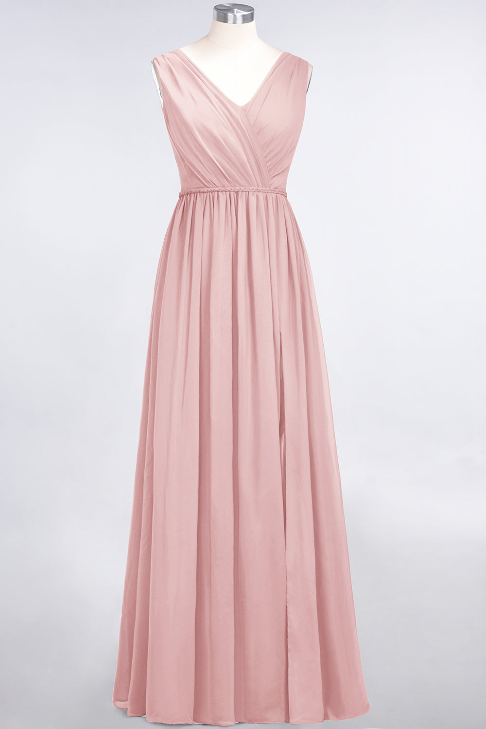 Glamorous TulleV-Neck Ruffle Burgundy Bridesmaid Dress Online-Babyonlines