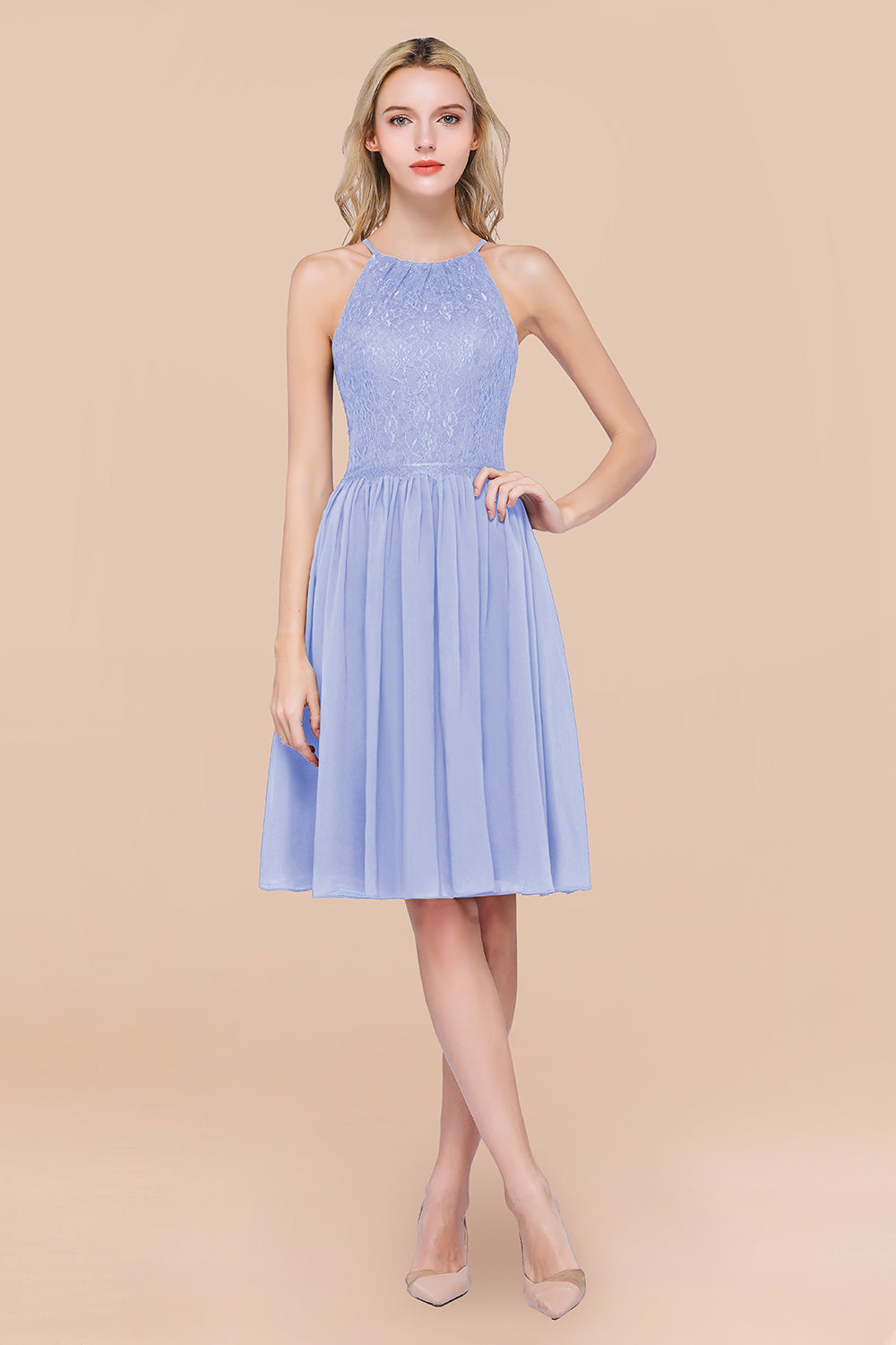 Lovely Burgundy Lace Short Bridesmaid Dress With Spaghetti-Straps-Babyonlines