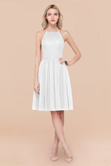 Lovely Burgundy Lace Short Bridesmaid Dress With Spaghetti-Straps-Babyonlines