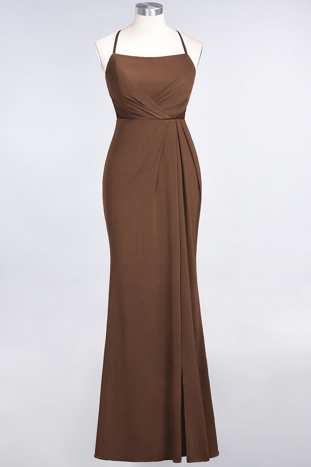 Mermaid Spandex Spaghetti Straps Ruffle Lace Bridesmaid Dress-Babyonlines