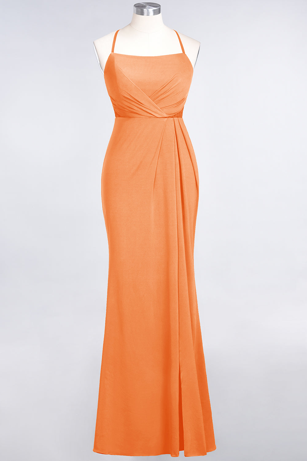 Mermaid Spandex Spaghetti Straps Ruffle Lace Bridesmaid Dress-Babyonlines
