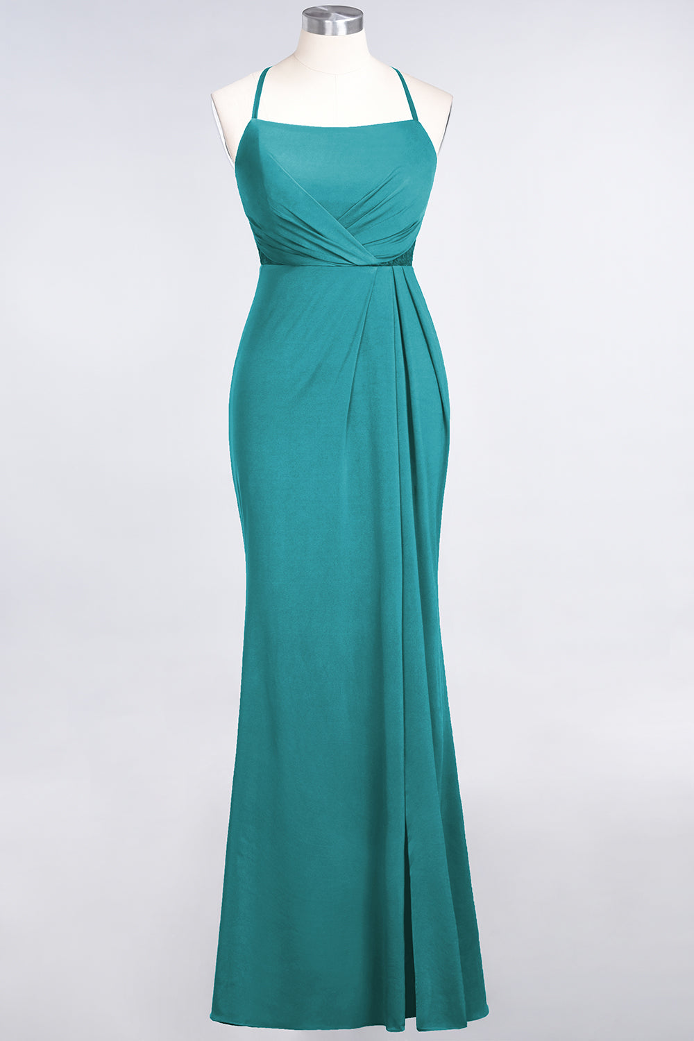 Mermaid Spandex Spaghetti Straps Ruffle Lace Bridesmaid Dress-Babyonlines