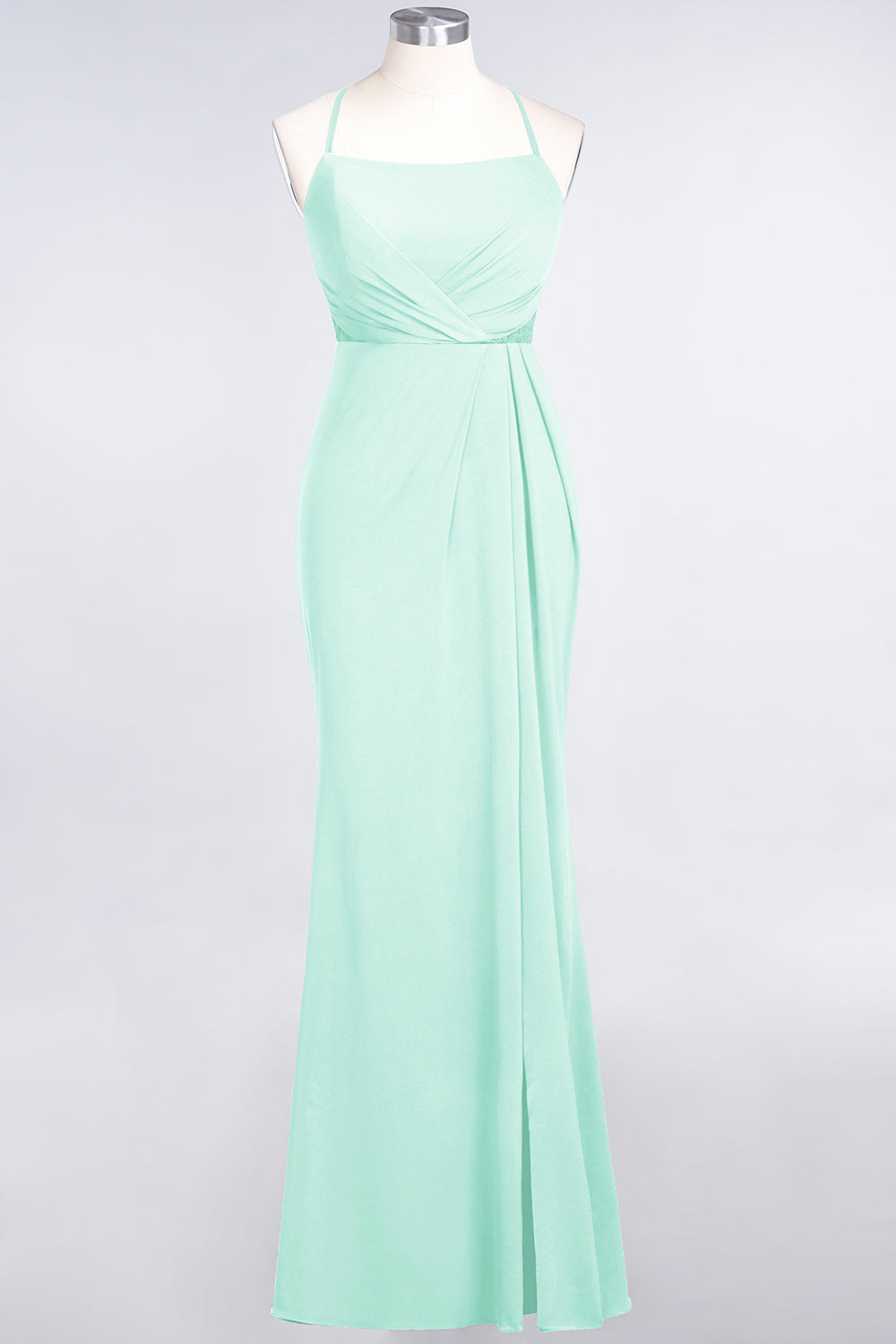 Mermaid Spandex Spaghetti Straps Ruffle Lace Bridesmaid Dress-Babyonlines