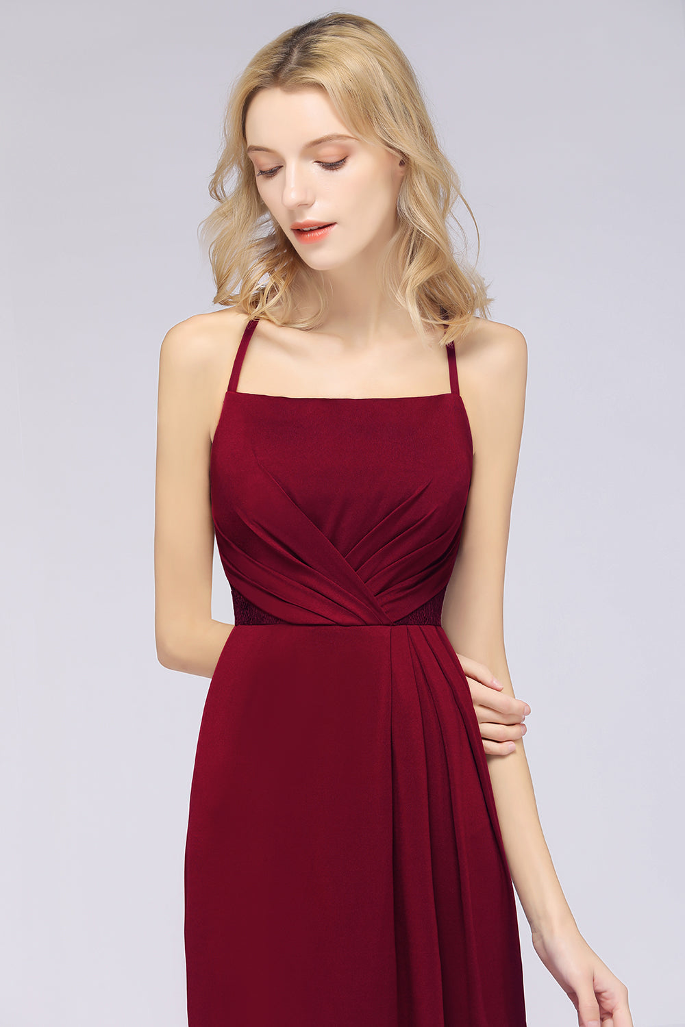 Mermaid Spandex Spaghetti Straps Ruffle Lace Bridesmaid Dress-Babyonlines
