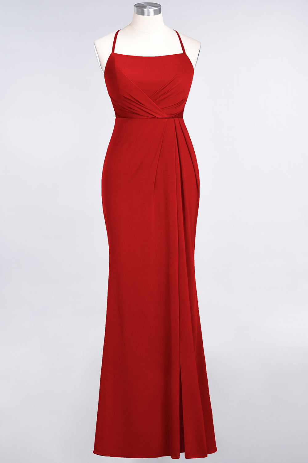 Mermaid Spandex Spaghetti Straps Ruffle Lace Bridesmaid Dress-Babyonlines